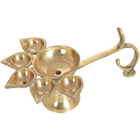 Santosh Bhakti Bhandar Brass Diya (20.5 x 13 x 9 cm, Gold)