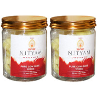 Nityam wicks soaked in pure cow ghee Ghee Wicks/Readymade Ghee Cotton Wicks/Diya Batti/Puja Batti/Jyot Batti for Pooja (Pack of 2 (50 wicks))