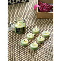 HOSLEY Combo of Fresh Bamboo Fragrance Jar Candle with Scented Tealights|Perfect for Home Decor Lighting Gifting|Pack of 1 Jar Candle 2.65 Oz Wax with Pack of 6 Tealights