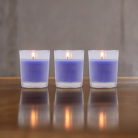 HOSLEY Lavender Fields Fragrance Glass Votive Candles| Scented Votive Glass Candles Perfect for Home Decor| Burn Time 12 Hours Each|4.2 cm Diameter|Pack of 3|6 cm Long Each (1.6 Oz Wax Each)