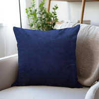 Encasa Homes Decorative Velvet Cushion Cover 1pc Set - 50x50cm (20x20) - Navy Blue- Soft Smooth Plain Solid Colour Fabric, Large Square Pillow Covers for Bed, Sofa, Chair Seat, Home Decor