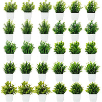 Dekorly Artificial Potted Plants, 30 Pack Artificial Plastic Eucalyptus Plants Small Indoor Potted Houseplants, Small Faux Plants for Home Decor Bathroom Office Farmhouse (SET 0F 30)