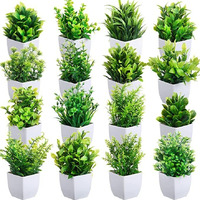 Dekorly Artificial Potted Plants, 16 Pack Artificial Plastic Eucalyptus Plants Small Indoor Potted Houseplants, Small Faux Plants for Home Decor Bathroom Office Farmhouse (Set 0F 16)