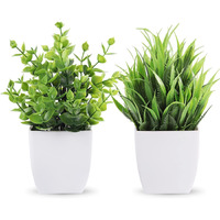 Dekorly Artificial Potted Plants, 2 Pack Artificial Plastic Eucalyptus Plants Small Indoor Potted Houseplants, Small Faux Plants For Home Decor Bathroom Office Farmhouse (Set 0F 2), multi-colour