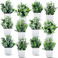 Dekorly Artificial Potted Plants, Artificial Plastic Eucalyptus Plants Small Indoor Potted Houseplants, Small Faux Plants for Home Decor Bathroom Office Farmhouse (Set 0F 12)