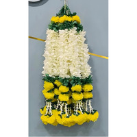 Abhaas Handmade Artificial Jasmine Gajra Marigold Garland Rajnigandha Tassels & Bells Traditional Decor for Diwali/Wedding/Festivals (Gajra+Marigold+Rajnigandha (27Inch))