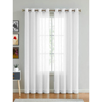 HOMEMONDE Exclusive Solid Cotton Linen Sheer Curtain Set For Long Door 9 Feet, Linen Textured Plain Sheer Long Door Grommet Curtains For Home Decor, Hangs Elegantly With Eyelets (4.5 Ftx9Ft White)