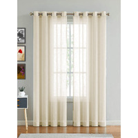 HOMEMONDE Solid Sheer Curtain Set For Door 7 Feet, Linen Textured Plain Sheer Door Curtain For Home Decor, Hangs Elegantly With Grommet Curtains (4.5Ftx7Ft Beige)