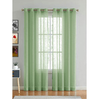 HOMEMONDE Window Curtain 5 Feet - Sheer Cotton Decorative Curtains for Home Decor, Hangs with Eyelets Pack of 2 (4.5 ftx5ft Mint)