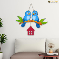 Artvibes Cute Pair of Birds Wooden Wall Hanging for Home Decoration | Garden Balcony | Office | Cafe | Decorative Door Hanging | Festive Decor Art Items (WH_9109NN), Pack of 1