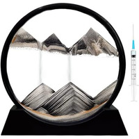 CPENSUS Moving Sand Art Picture Glass Liquid Painting 3D Natural Landscape showpieces for Home Decor Antique Gifts for Kids Office Desktop Decoration Desk Table Decorative Items