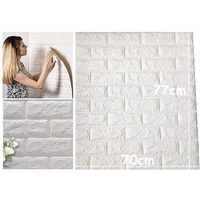 Lukzer 4 PC Brick Wallpaper Self- Adhesive 3D Foam Wall Sticker for Living Room Office Home Cafe Hotel Bedroom Balcony Decor (Thickness 8MM, White, 70 X 77 cm)