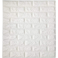 Lukzer 20PC 3D PE Foam Self Adhesive Brick Design Wall Stickers/DIY Wallpaper for Home Hotel Living Room Bedroom Cafe Decor (Thickness 8MM, 70 x 77 cm, White)