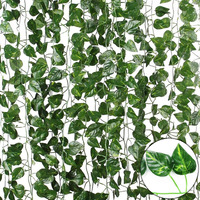 Tdas Artificial Plants Leaves Ivy Garlands Plant Greenery Hanging Vine Creeper Home Decor Door Wall Balcony Decoration Party Festival Craft, 80 Leaves(6 pcs, Vine)