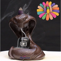 SIGNAMIO Essence of shiva smoke fountain aromatic fountain lord shiva idol shivling resin incense holder with 30 Backflow Incense Cones,Aromatherapy,Home Decor-1-Pcs/30 Cones-Nag shivling