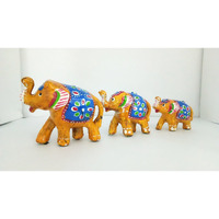 DreamKraft Paper Mache Elephant Showpiece for Enhance Home Decor - Yellow (Set of 3)