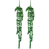 Tdas Artificial Succulent Plants Flowers Hanging Home Decor Items Plant Leaves For Living Room Hall Decorative Decoration Office (2-Pieces Hanging Set)( Green, Pack Of 2.)