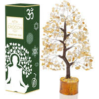 Crocon Citrine Gemstone Money Tree Feng Shui Bonsai for Reiki Healing Chakra Stone Balancing Energy Generator Spiritual Meditation Home Interior Office Decor Size 10-12 Inch