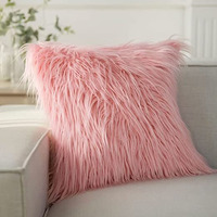 The Purple Tree Faux Fur Cushion for Bedroom Decor, Living Room (Pink, 16x16 inch, Velvet Fur) Shaggy Fur Cushion, Long Fur Cushion, Boho dcor, Best Gift for Women