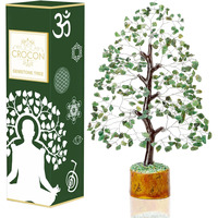 Crocon Green Aventurine Gemstone Tree Feng Shui Figurine Money Bonsai Chakra Balancing Good Luck Reiki Healing Crystals Decoration Ornament Sculpture Prosperity Table Decor Gift Size 10-12