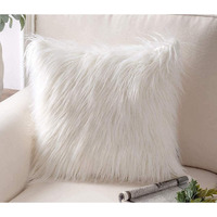 The Purple Tree White Faux Fur Cushion (Pack of 1, 16x16 inch) Bedroom Decor, Shaggy Cushion, Aesthetic Cushion, White Fur Cushion for Living Room