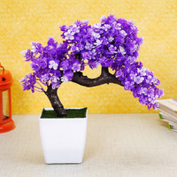 Dekorly Artificial Colourful Wild Bonsai Plants for Home Decor | Artificial Plants Outdoor, Plastic Plants for Home Office Desk Bathroom Bedroom (Purple)