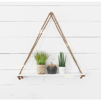 VAH- Kya Bat Hai !! Wooden Polished Finish Hanging Shelf with Swing Rope for Home Decor (White)