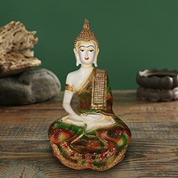 Sacred Blessings Polyresin Multicolour Sitting Buddha Statue Showpiece Idol for Home Decor (16 X 14 x 28) cm, 1 Piece