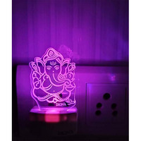 DIONA Night Lamp Ganesh 3D Illusion Multi Color Changing Portable Acrylic LED Night Light Home Decor, Office, Kids room, Bedroom, Gift