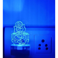 DIONA Ganpati LED 3D Illusion Acrylic Wall Night Lamp Color Changing Lights for Pooja Room Mandir Shops Hotel, Multicolour, Pack of 1