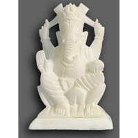 StonKraft Marble White Stone Pooja Puja Ganesh Ganesha Ganesh Murti Idol Statue Sculpture - Left side trunk - 6 Inches