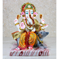 ESPLANADE Resin Ganesha Ganesh Murti Idol Statue Sculpture - 11 Inches - Multi-Colour