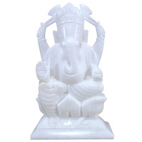 StonKraft Marble Action Ganesh Ganesha Statue Murti Idol (5 Right Trunk), Multicolor