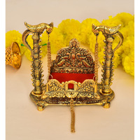 Nirmal Handicraft Gold Metal Handicraft Pooja Jhula | Swing| Palana | Nand Gopal Palana | Hindola for Ladoo Gopal, Laxmi ji and Ganesh Ji