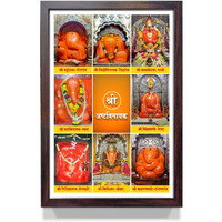 WhatsYourPrint Ashtavinayak Ganpati photo frames for home wall (Size 8x12 inches, Brown Color Frame)