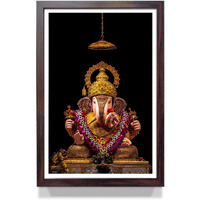 WhatsYourPrint Shreemant Dagdusheth Halwai Ganpati Mandir Religious Wood Photo Frames with Acrylic Sheet (Glass) for Worship/Pooja (Size 13X19 inches, Brown Color Frame)