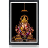 WhatsYourPrint Lord Ganesha Shrimant Dagdusheth Halwai Ganpati Pune Photo Frame for Home Decor (Size 8x12 inches, Black Color Frame)