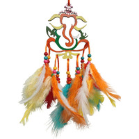 Varenyam Ganesha Dream Catcher For Car&Home,Car Mirror Hanging Accessories,Gift,Ganpati Wall Hanging,Wind Chime,Feather Car Decoration Accessories,Handmade Home Dcor Hangings For Positivity,Multi