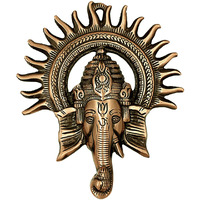 ARTSMART Metal Hanging Wall Kiran Ganesha Idol Ganpati Figurine Showpiece Lord Ganesha For Home Dcor Gifting, Brass Finish