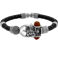 Nakabh Antique Vintage Ethnic Kada Bracelet for Men Women Boys Girls (Ganesh Silver)