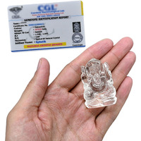 Crystal Heaven Sphatik Ganesh (A Grade) Original Certified Idol - AAA Grade Sphatik Healing Clear Quartz Crystal for Mediation Pooja (50-75 Gram)