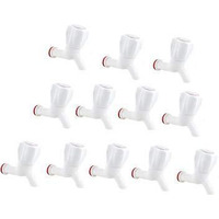 G Shri Ganesh White PVC Plastic Bib Cock/ Water Taps for Kitchen Bathroom Wash Basins - Set of 12 (1/2, 15 mm)Type PVC Taps Faucet for Hot and Cold Water, Glossy