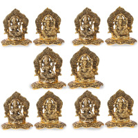 Collectible India Laxmi Ganesh Set Idol Showpiece Metal Gold Plated Lakshmi Ganesha Idols for Diwali Gifts Puja (Set 5)