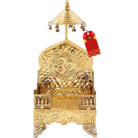 UAPAN Brass God Singhasan Rectangle Shape Temple Krishna Laddu Gopal Kanha Laxmi Ganesh Brass Pooja Chowki (Medium)