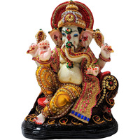 Sacred Blessings Resin Lord Ganesha Idol Ganesh Murti Statue Home Decor Ganeshji for Gift Showpiece (19 x 12 x 25) cm Multicolour,1 Piece