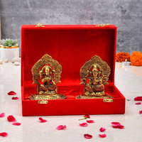 CraftVatika Metal Laxmi Lakshmi Ganesh Diwali Gift Gifts Items for Home Decoration, Cooperate Gifts, Anniversary, Wedding Gift with Velvet Box Packing (Set of 10)