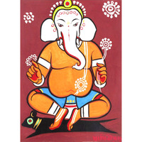 Adventures *Ganesh* - A Famous Painting by Jamini Roy, Wall Dcor Frame. Canvas Print stretched on Pinewood Frame. Size 18x14.