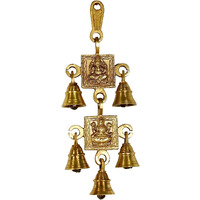 Pick End Now Brass Wall Hanging Laxmi Ganesh with 5 Bells | Wall Decorative Bell for Home, Office Dcor, Product Dimensions - 10.16 x 2 x 24.13Cm, 450Gm