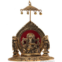 DreamKraft Riddhi Siddhi Ganesh Showpiece Metal Showpiece Idol for Home Decor, Office, Pooja Room Temple and Gifting