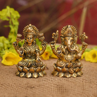 Collectible India Laxmi Ganesh Set Idol Showpiece -Brass Gold Finish Lakshmi Ganesha Idols Statue for Diwali Gifts Puja